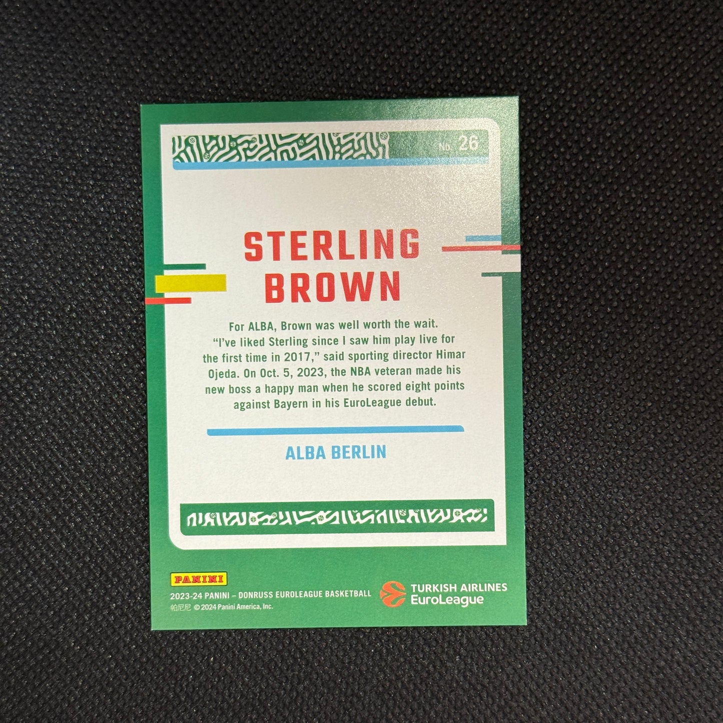 Sterling Brown Press Proof /249 Donruss